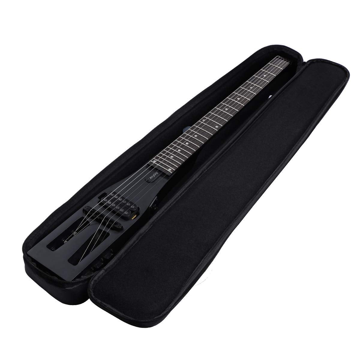 Anygig Electric Guitar Practice Portable Travel 82CM 1.6KG Black Matte 25.5'' Full Scale with Gigbag Right Handed